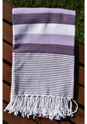 Productafbeelding van Peshtemal handdoek, honingraatmotief, paars