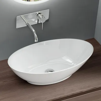 A modern bathroom sink and faucet.