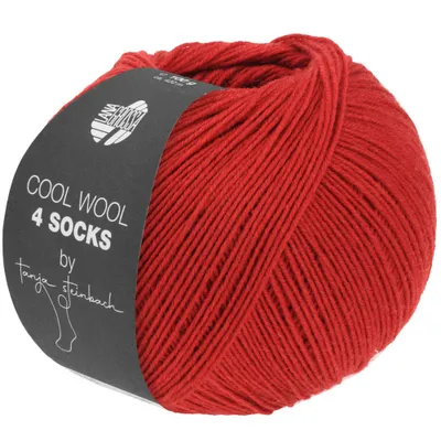 Produktbild von Lana Grossa Cool Wool 4 SOCKS 100 g 4-fach Sockenwolle Kollektion by Tanja Steinbach 420 m Farbe 7715 - Dunkelrot