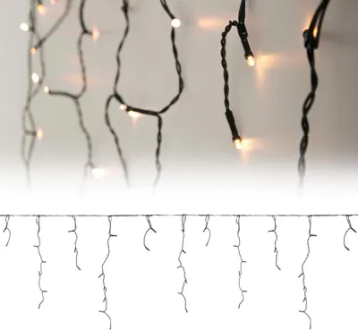 Produktbild von ECD Germany LED Lichtervorhang 6m mit 180 LEDs Warmweiß, Eiszapfen Lichterkette LED Lichterkettenvorhang Weihnachten Innen/Außen Weihnachtsbeleuchtung
