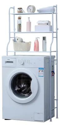 Produktbild von Herzberg HG-03282: 3-stufiges Aufbewahrungsregal für Waschmaschine und Badezimmer, weiß