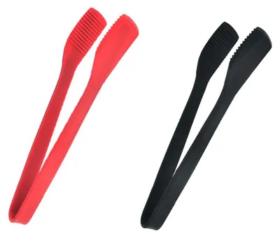 Silikon-Küchenzange 2er-Set, 28 cm, rot/schwarz, hitzebeständig