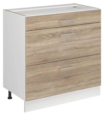 Imagen del producto de Mueble bajo de cocina Vicco R-Line Sonoma/Blanco 80 cm con 3 cajones sin encimera, Model 72367