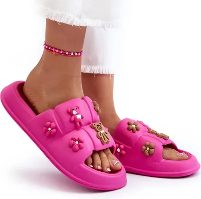 Zdjęcie produktu dla Damskie Piankowe Klapki Z Ozdobami Fuksja Cambrina 40/41