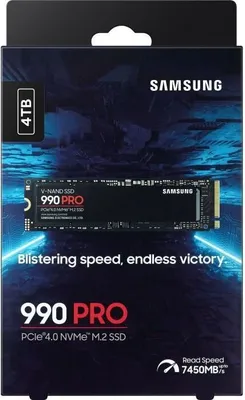 Immagine prodotto di SAMSUNG - 990 PRO - SSD interno - 4 TB - PCIe 4.0 - NVMe 2.0 - M2 2280 - Bis zu 7450 MB/s (MZ-V9P4T0BW)
