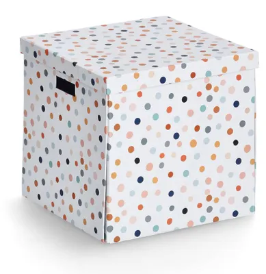 Obrázek produktu pro Zeller 14476 Zeller Dots Aufbewahrungsbox weiß, mit Punkten 33,5 x 33,0 x 32,0 cm