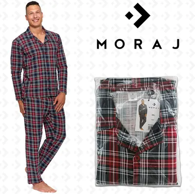 Produktbild von MORAJ Pánské pyžamo bavlněné s dlouhým rukávem + pyžamové kalhoty - 5800-001 - červená - 2XL
