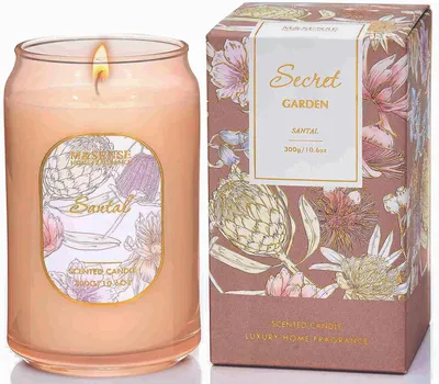Imagen del producto de Velas de soja con aroma a sándalo - 300g - Duración de 60 horas - Vaso de vidrio no tóxico - Vela morada - Aromaterapia