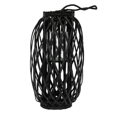 Image de PROGARDEN Lanterne de bougie en saule tressé 50 cm noir KO-438002030