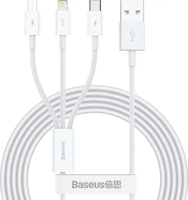 Zdjęcie produktu dla Baseus kabel 3w1 Superior 1,5 m 3,5A Lightning+USB-C+microUSB