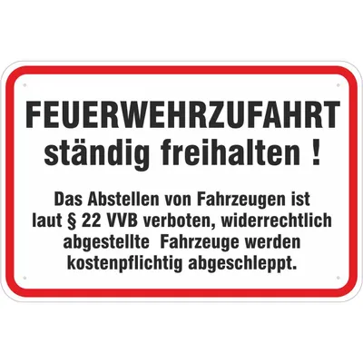 Produktbild von Schild 20x30 cm Feuerwehrzufahrt freihalten