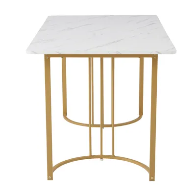 Produktbild von okwish Esstisch 140x80 1-St Gestell aus Metall mit verstellbaren Füßen Weiß/Golden