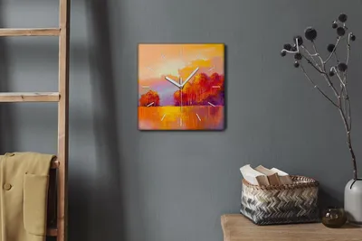 Produktbild von Coloray Hodiny Unikátní 30x30 cm  Tiché hodiny Pro obývací pokoj a kuchyň Nástěnné hodiny Plátno Bílé ručičky hodin - Podzimní lesní zvířecí výzdoba