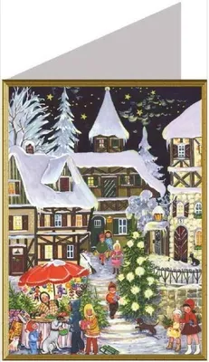 Image de Carte de Noël avec un motif représentant un marché de Noël en soirée, 17,6 x 12,5 cm