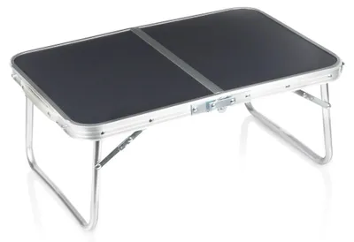 Zdjęcie produktu dla Vilde | Stolik campingowy składany - 60x40x25 cm - Metalowy stół walizkowy MDF grafitowy