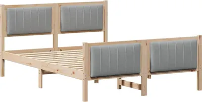 Produktbild von vidaXL Bettgestell Braun und Hellgrau 140 x 190 cm Massivholz Kiefer
