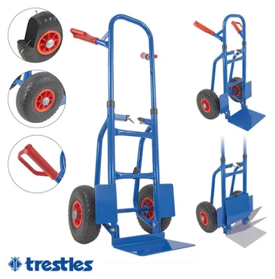Immagine prodotto di Carrello pieghevole/carrello impilabile in acciaio, colore blu, dimensioni 540 x 480 x 1190 mm, capacità di carico 150 kg