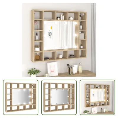 Produktbild von The Living Store Spiegelschrank mit LED Sonoma-Eiche 91x15x76,5 cm