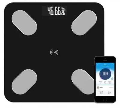 Produktbild von Digitale Badezimmerwaage LCD 14 Parameter Bluetooth, Thermometer App 180 kg