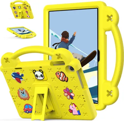 Produktbild von Schutzhülle für Huawei MatePad T10s 10.1/ T10 9.7" Niedliche Hülle für Kinder, Stoßfest mit Griff und Ständer Gelb