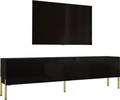 Obrázek produktu pro TV skříňka : matná černá se zlatými nožičkami, 170 x 52 x 32 cm