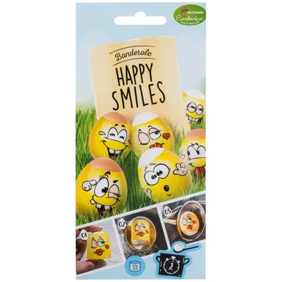 Produktbild von Heitmann Eierfarben Ostereier dekorieren verzieren Happy Smiles 12 Banderolen