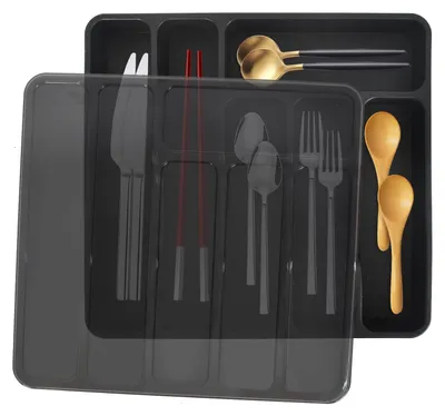 Produktbild von Solidchoice – Besteckset aus Kunststoff mit Deckel und 6 Fächern