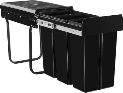 Image de Poubelle de tri ASHLYN 30 L avec 3 compartiments - noir