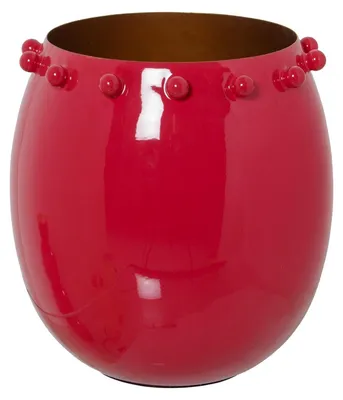 Image de Porte-bougies en métal émaillé, de couleur rouge