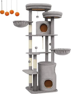 Zdjęcie produktu dla Wieża wspinaczkowa 60 cm x 55 cm x 196 cm, jasnoszara, sizal