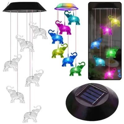 Image de LEAN 26941 Clochettes solaires LED pour jardin Éléphants 70 cm