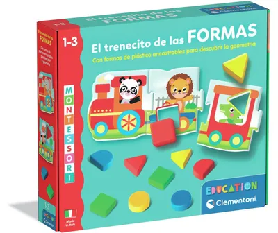 Produktbild von Clementoni Montessori, Der Zug der Formen, Steckpuzzle mit Geometrie und Farben,
