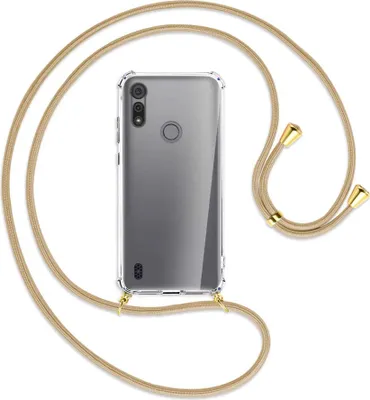Produktbild von Handykette Backcover-Schutzhülle mit Band (Metall goldfarben) für Motorola Moto E6s - caramel