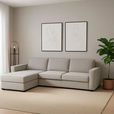 Immagine prodotto di Talamo Italia Divano Fisso con Penisola Anila 95x280 cm Grigio Grigio, Sfoderabile Penisola Contenitore, Sfoderabile, Trasformabile in Letto