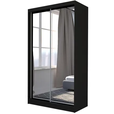Image de BEAUTYSOFA armoire avec portes coulissantes DEBRA 150cm - armoire avec tiroirs et miroir (noir)