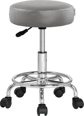 Produktbild von Famanu Rollhocker höhenverstellbar, 10 cm Polsterung, 360° drehbar, 51-65 cm Sitzhöhe, grau