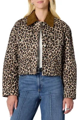 Produktbild von A. Essentials Damen Oversize-Jeansjacke mit Kragen aus kontrastierendem Cord, Sc