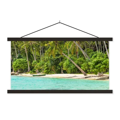 Produktbild von MuchoWow® Textilposter Palme - Meer - Tropisch 60x30 cm mit schwarzem Rahmen - Textilien