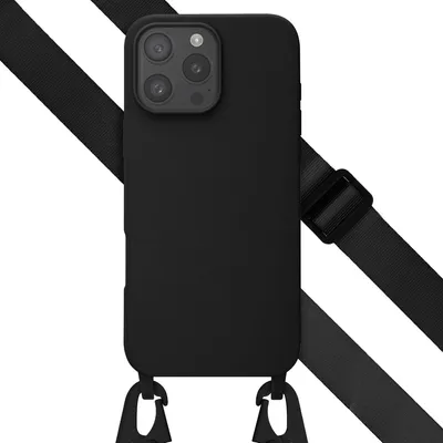 Image de Selencia Étui en silicone avec cordon détachable pour l'Apple iPhone 16 Pro Max - Noir