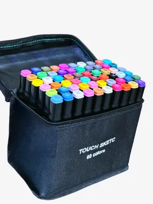 Immagine prodotto di Set di pennarelli con 60 colori, punta doppia, a base di alcool, permanenti, ideali per attività artistiche creative
