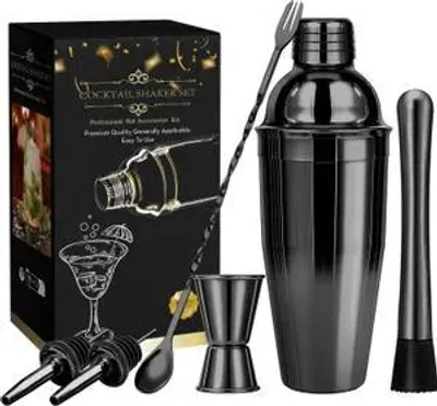 Produktbild von Cocktail Shaker Set, 750ml/550ml/350ml wählbar, Edelstahl Bar Set, Komplettset mit Messbecher, Barlöffel, für Zuhause & Bar