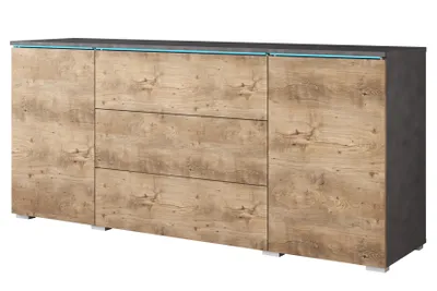 Produktbild von MINIO go for it, Kommode "VEVE", 150 cm, mit LED Beleuchtung, Graphit Matera / Kastanien Breslau Farbe