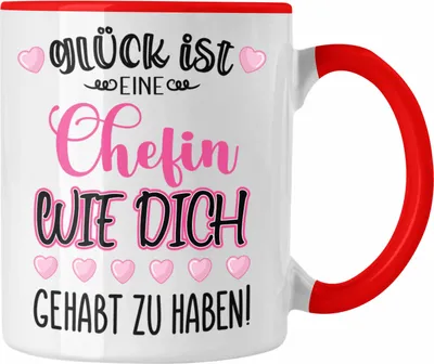 Produktbild von Trendation - Chefin Abschiedsgeschenk Abschied Chefinnen Tasse mit Spruch Grossartige Chefin Geschenkidee (Rot)