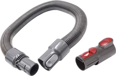 A vacuum cleaner hose and adapter are shown against a white background.