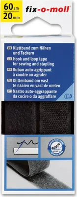 Produktbild von Klettband fix-o-moll zum Nähen 60cm x 20mm schwarz