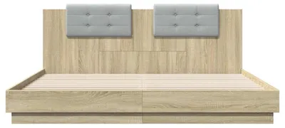 Produktbild von vidaXL Bettgestell mit Kopfteil & LED-Leuchten Sonoma-Eiche 180x200 cm