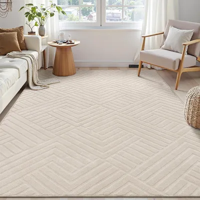Produktbild von Omgoods – Geometrisches, waschbares Teppich 120 x 160 cm – Moderner, flauschiger Wohnteppich