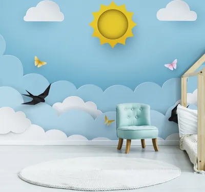 Produktbild von Muralo XXL Selbstklebende FOTOTAPETE Sonne Wolken VoeGEL Schmetterlinge Sommer (B) 315 cm x (H) 210 cm Tapete Wandtapete WOHNZIMMER SCHLAFZIMMER 4873
