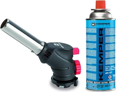 Image de Chalumeau à gaz Multi-usages Soudure Brasage Cuisine + Cartouche de gaz butane 227gr KEMPER