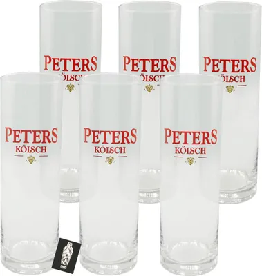 Produktbild von Peters Kölsch Stangen Glas 6er Set – 6 x Bierglas 0,2 l geeicht – Original Design